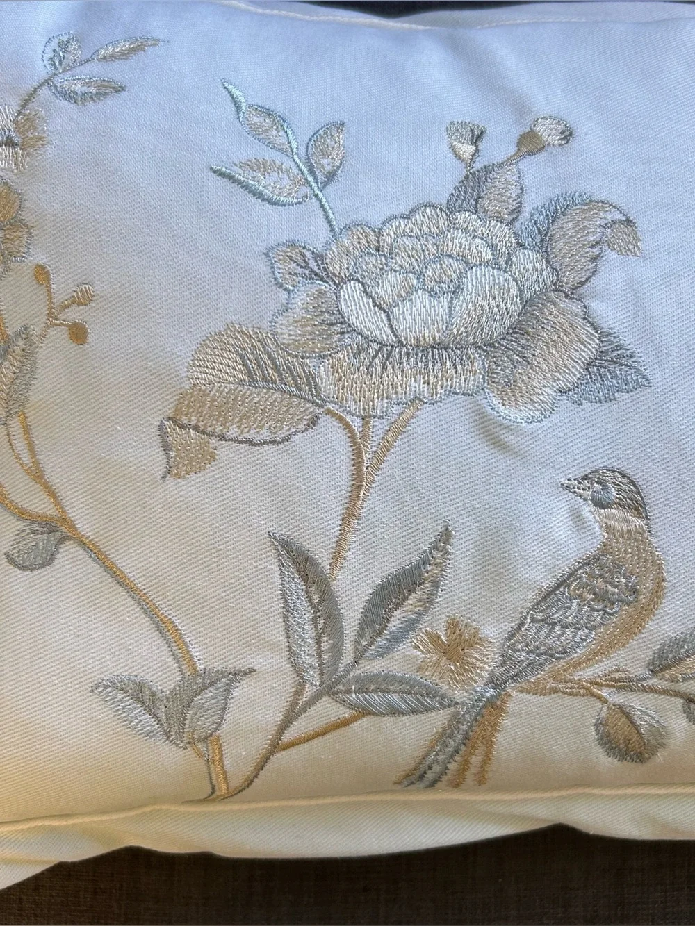 WAMSUTTA Chinoiserie Bird & Blossom Embroidered Lumbar Feather Insert #0630266A